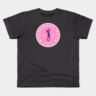 Happy Gilmore - Waterbury Open Badge Design - Pink + Female Golfer Kids T-Shirt